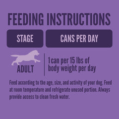 Strongheart wet dog food open can reveals real chicken chunks and rice.