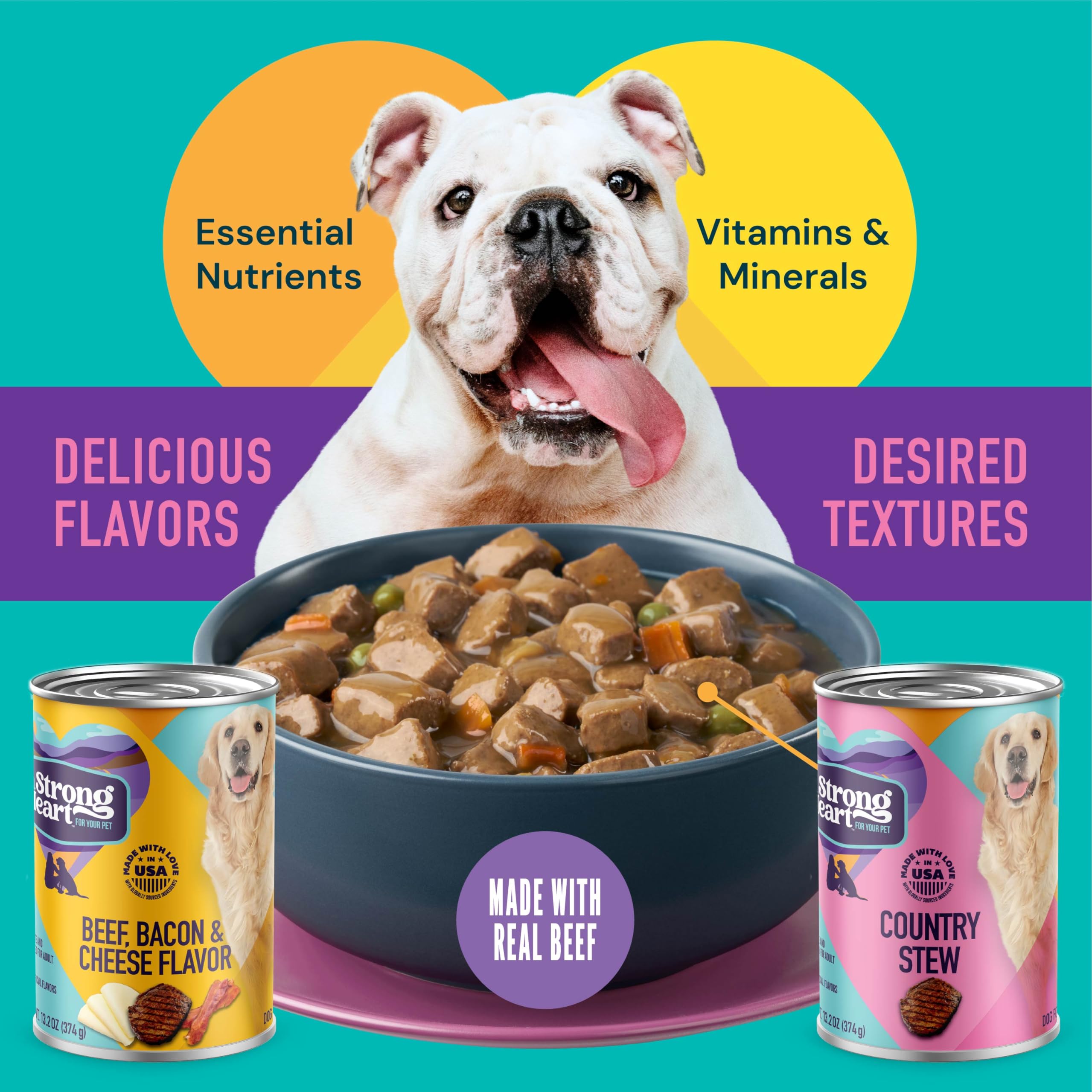 Dog enjoys Strongheart wet food served in a bowl at mealtime