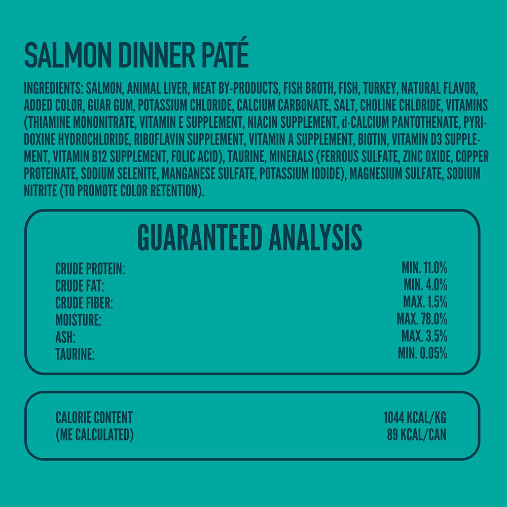 Strongheart salmon dinner pate on plate with kibble for tempting, balanced meals