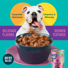 Strongheart silky gravy overlay provides appealing texture for mealtime satisfaction.