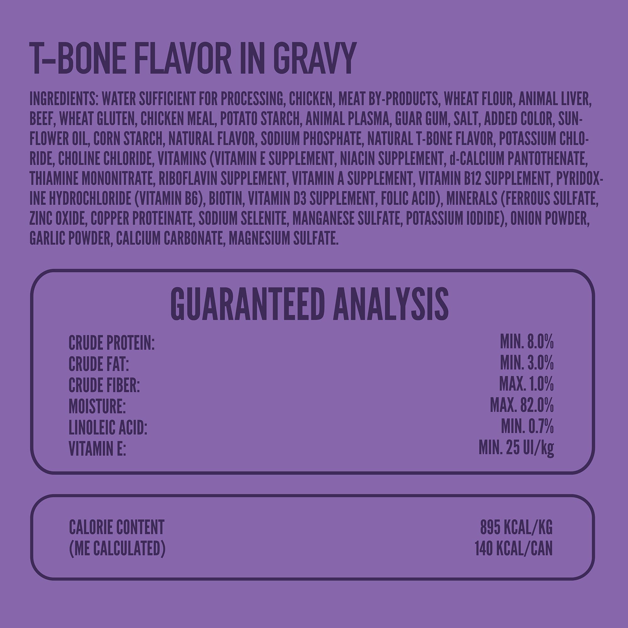 Strongheart t-bone wet dog food gravy closeup; savory gravy and tender meat chunks.
