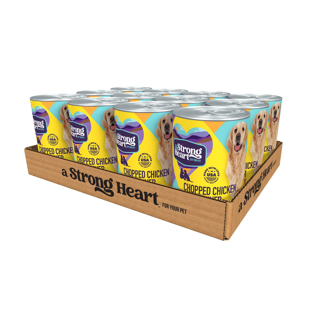 Strongheart wet dog food 12-pack cans for easy, convenient feeding.
