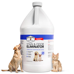 Stuart Pet Supply Co. Odor Eliminator bottle removes stains and odors effectively.