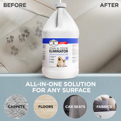 Stuart Pet Supply Co. Odor Eliminator tackles urine odors on rugs.