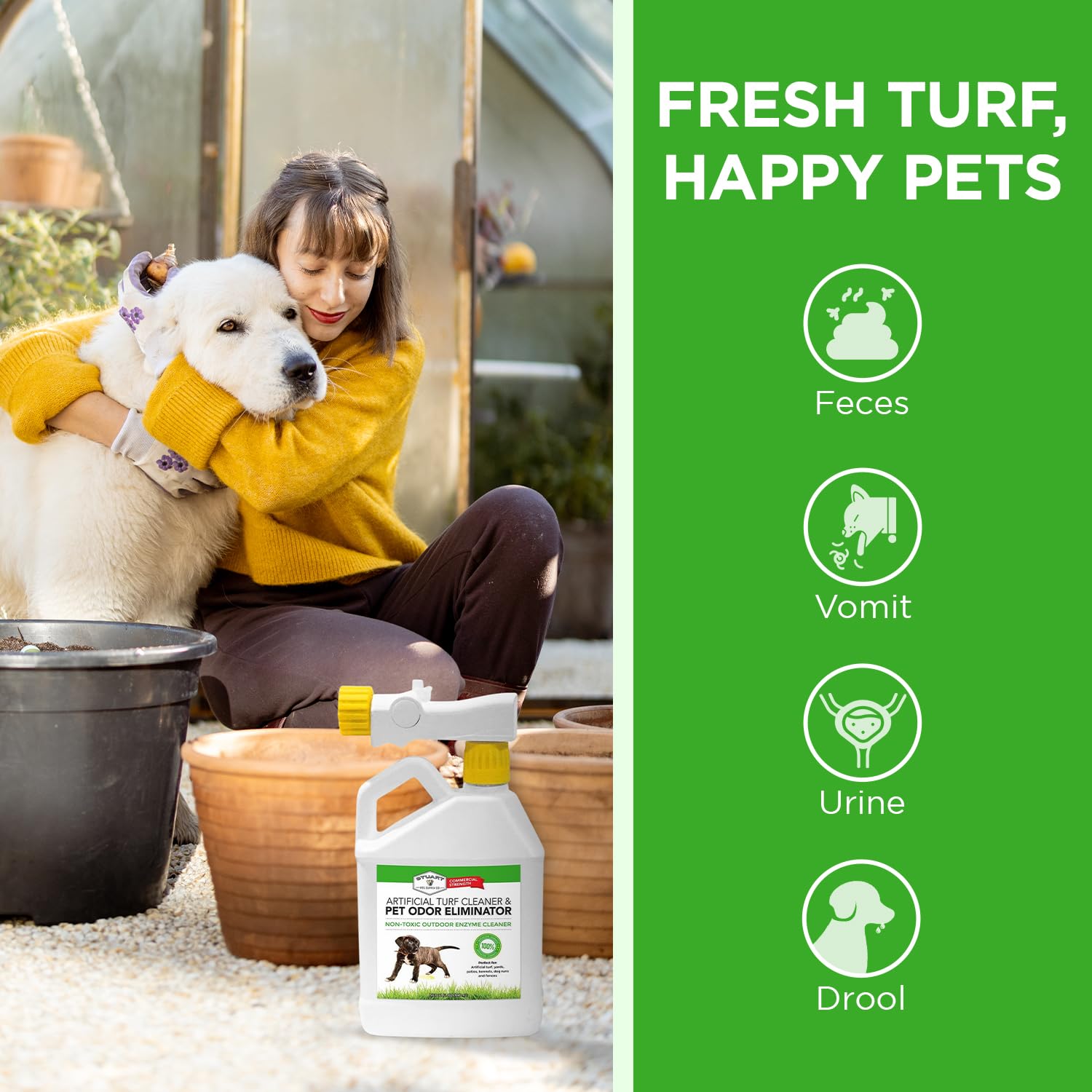 Stuart Pet Supply Co. yard odor eliminator applied via pump sprayer