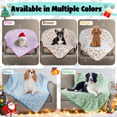 Stuffed beige premium soft dog blanket protects furniture from fur and mess