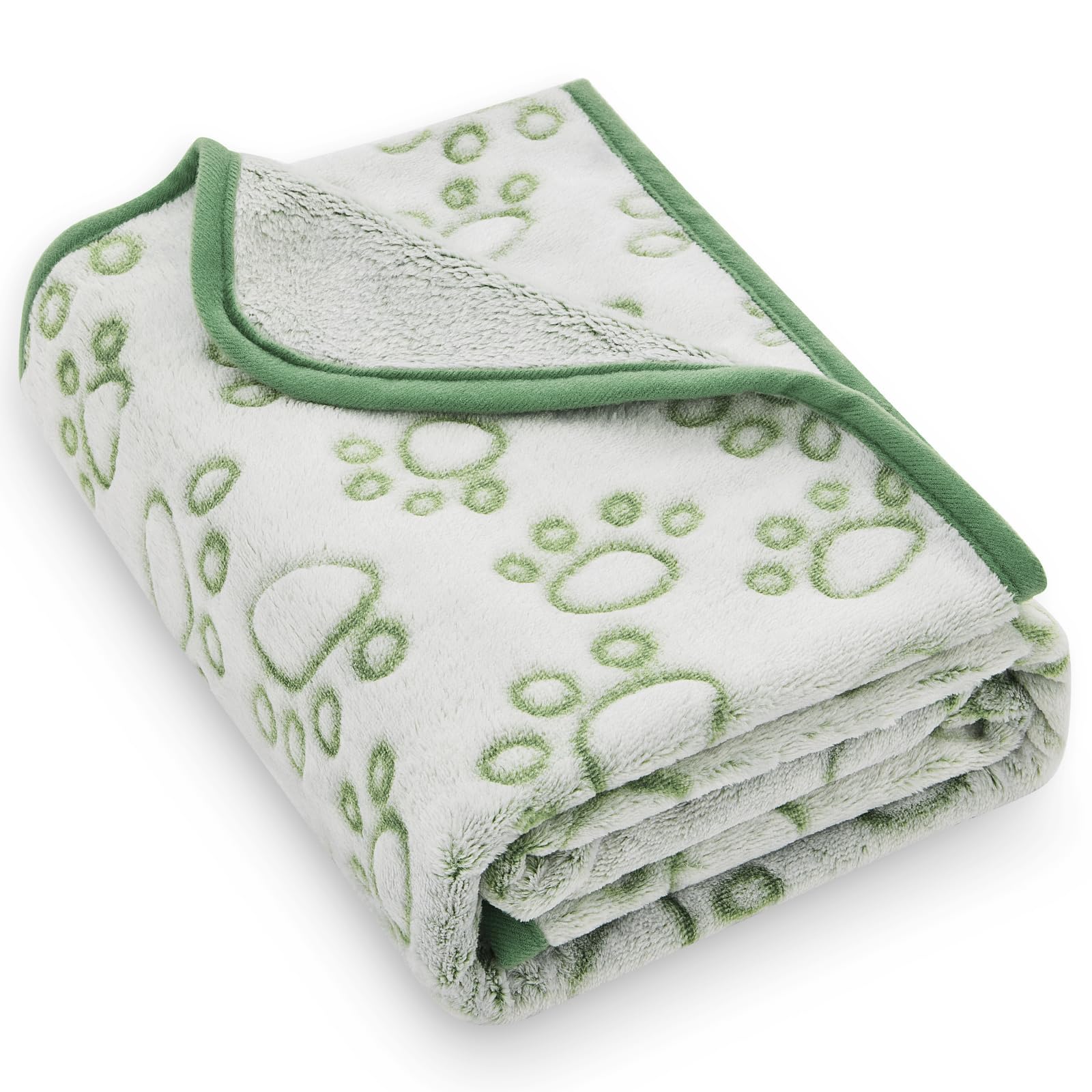 Stuffed pink dog blanket with paw print top for cozy naps