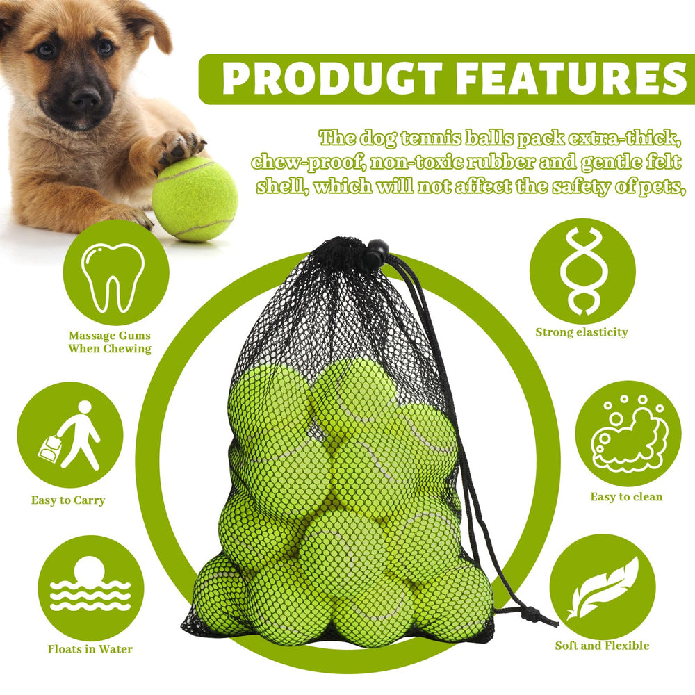 StyEdEk dog tennis balls for indoor and outdoor play in yard or park.
