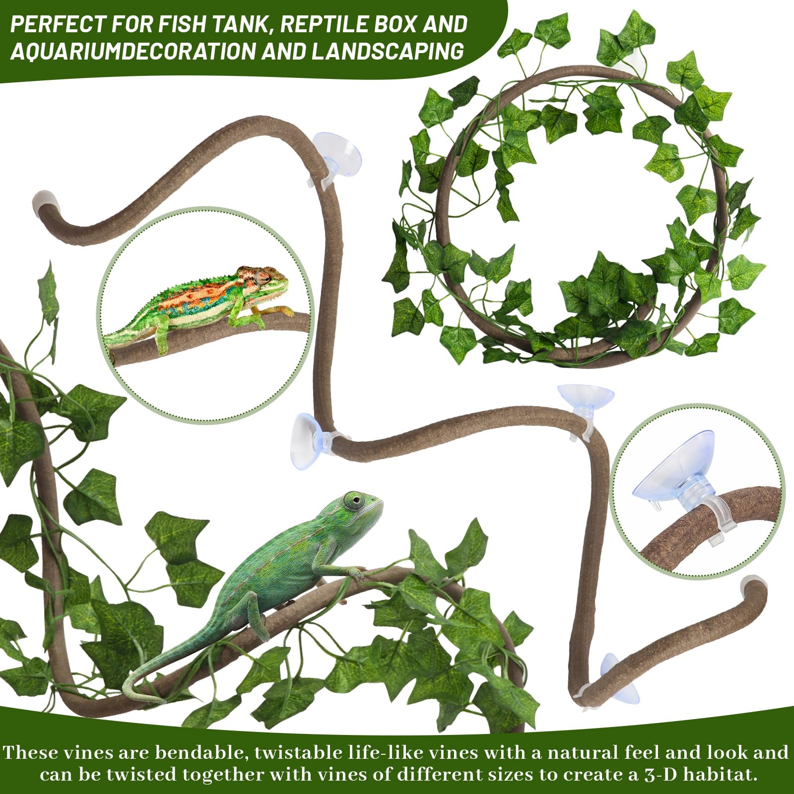 StyEdEk reptile vines create vertical interest and exploration.