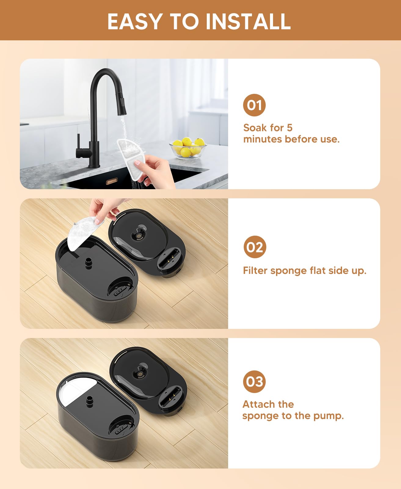 Subteenmate fountain water flow visual demonstrates smooth, continuous drinking water.