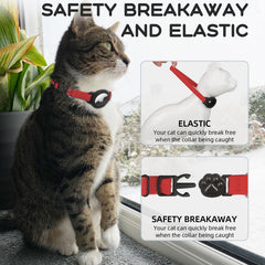 sucegi AirTag cat collar adjustment strap red, shows flexible fit for cats.