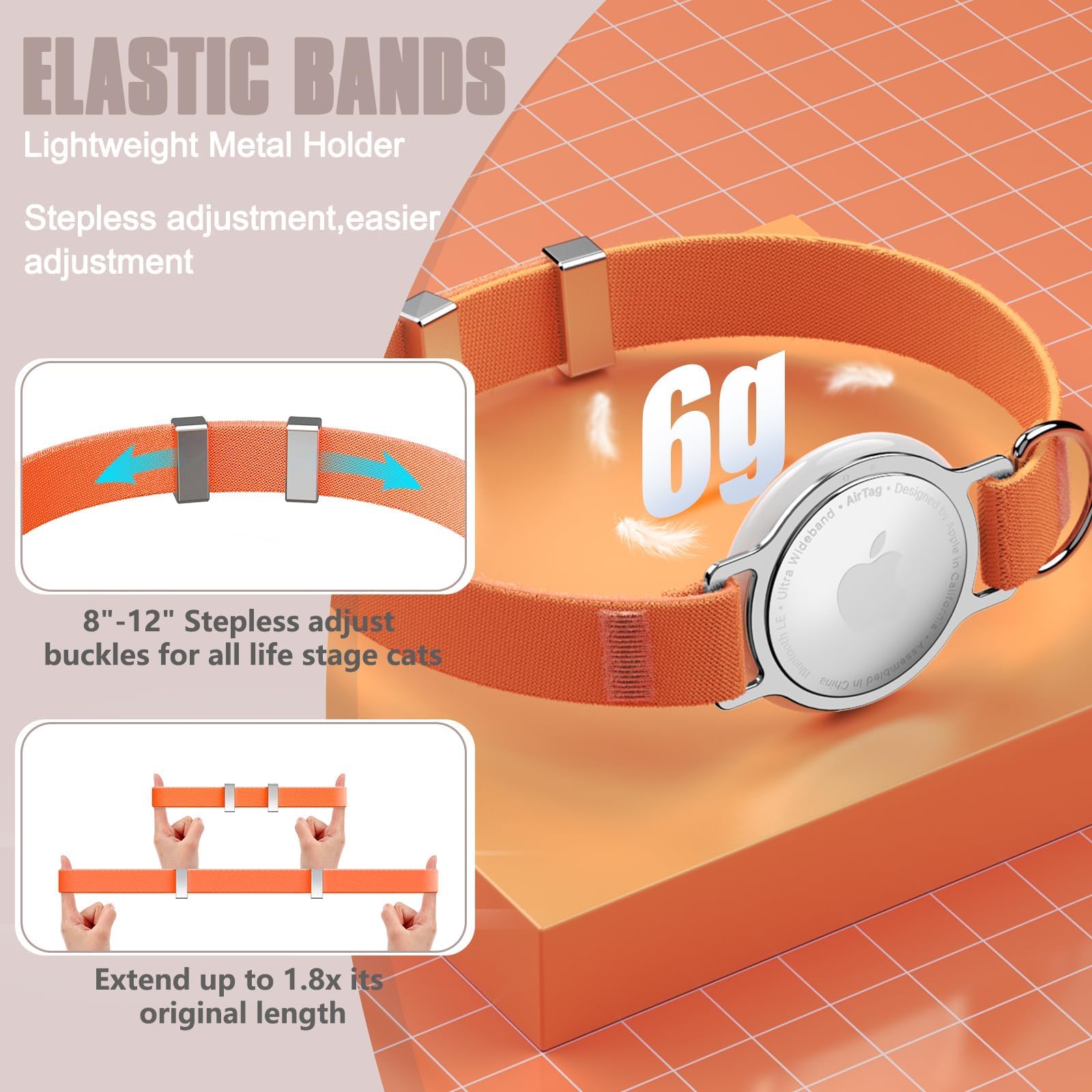 Sucegi AirTag Cat Collar anodized aluminum ring is hypoallergenic and safe.