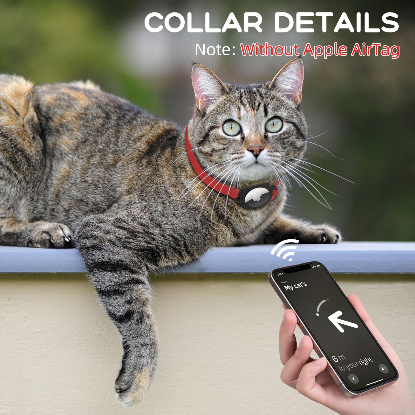 sucegi AirTag cat collar durable webbing red, scratch-resistant for daily wear.