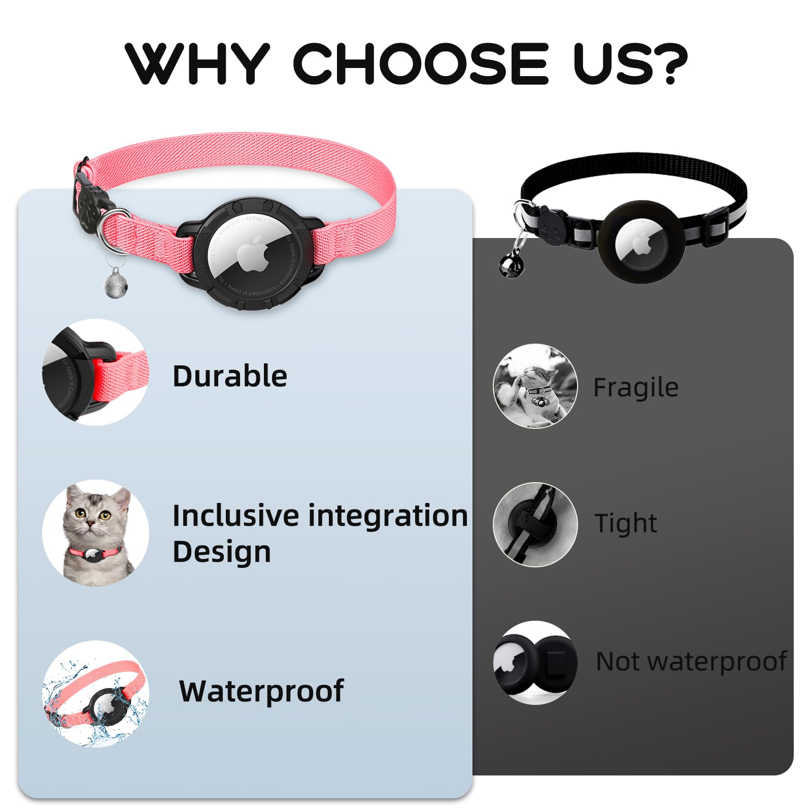 Sucegi AirTag cat collar is lightweight yet durable for daily wear.