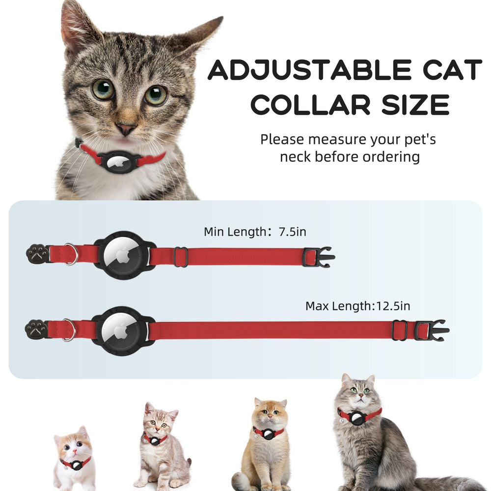 sucegi AirTag cat collar lightweight red, comfortable all day wear.