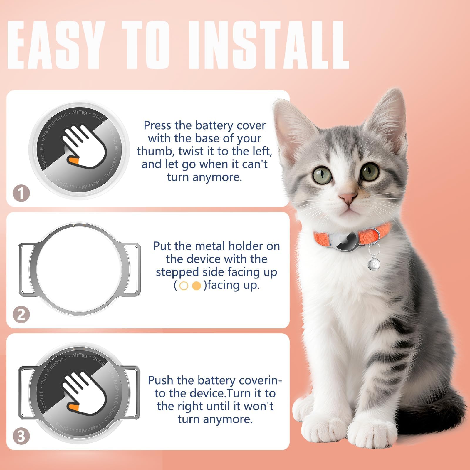 Sucegi AirTag Cat Collar polyester fabric durable yet gentle on skin.