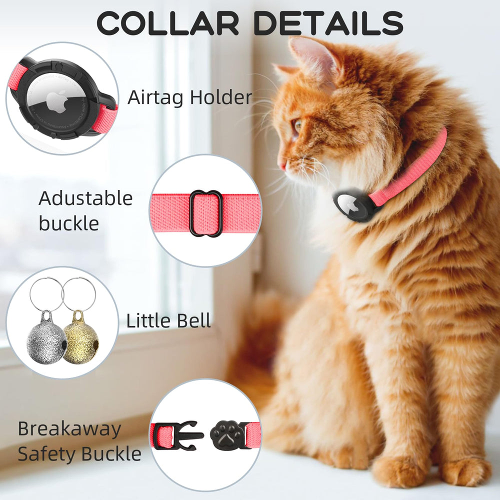 Sucegi AirTag cat collar stretch mechanism demonstrates 1.8x extension.