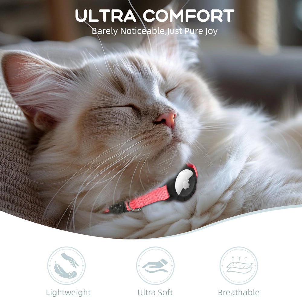 Sucegi AirTag cat collar comfortable wear with soft fabric and secure fit.
