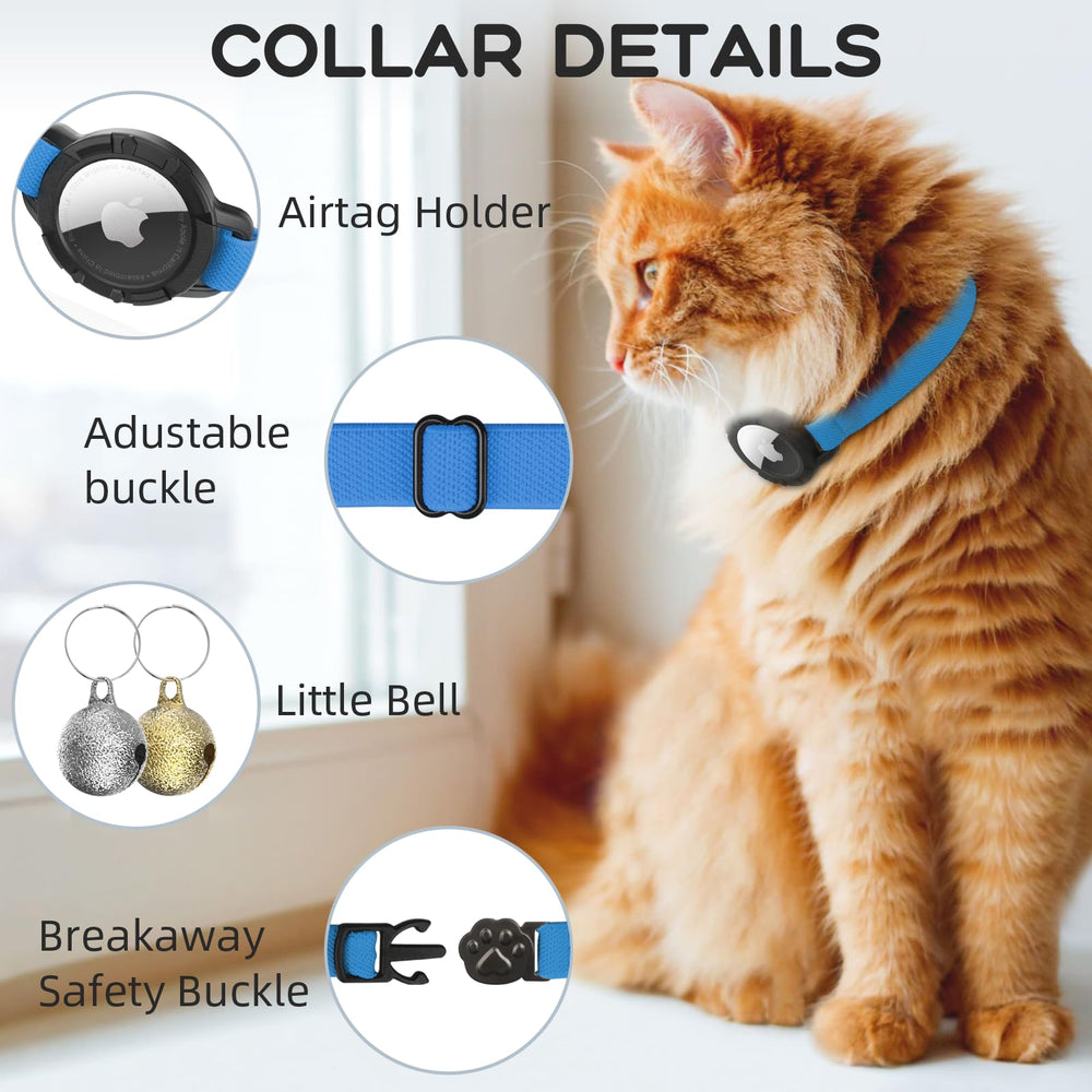 Sucegi Sapphire blue cat collar with bell increases visibility and charm.