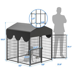 Suchown kennel shows a heavy-duty steel frame for lasting durability outdoors.