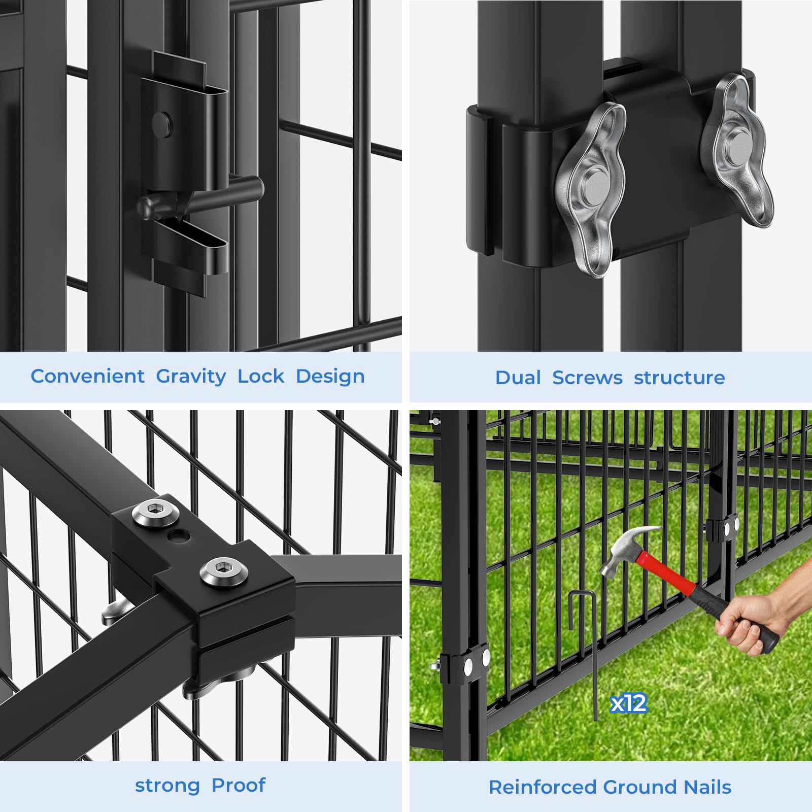 PVC-coated welded wire resists rust while keeping paws safe and smooth edges.