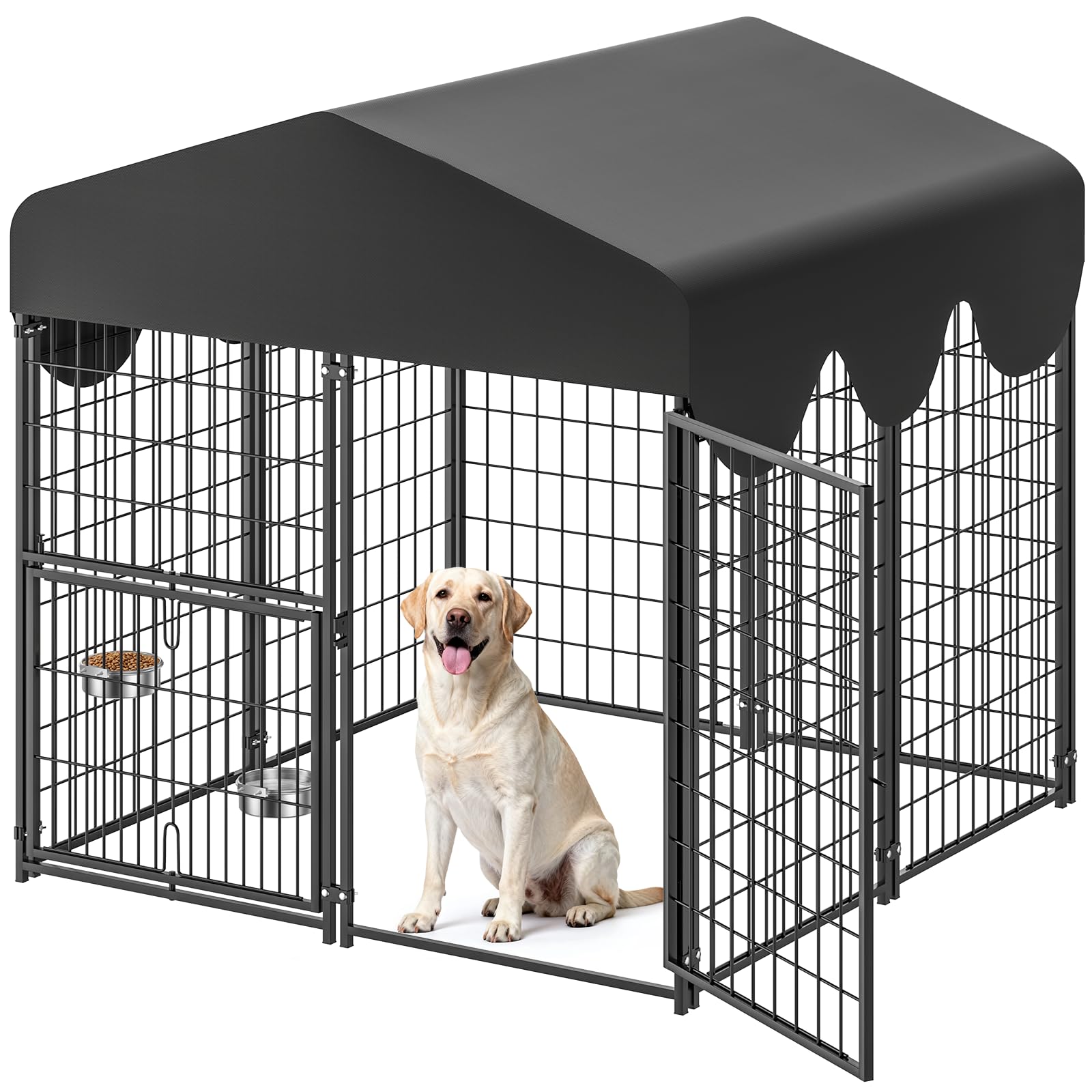 Suchown outdoor dog kennel with rotating door for easy access and secure containment.