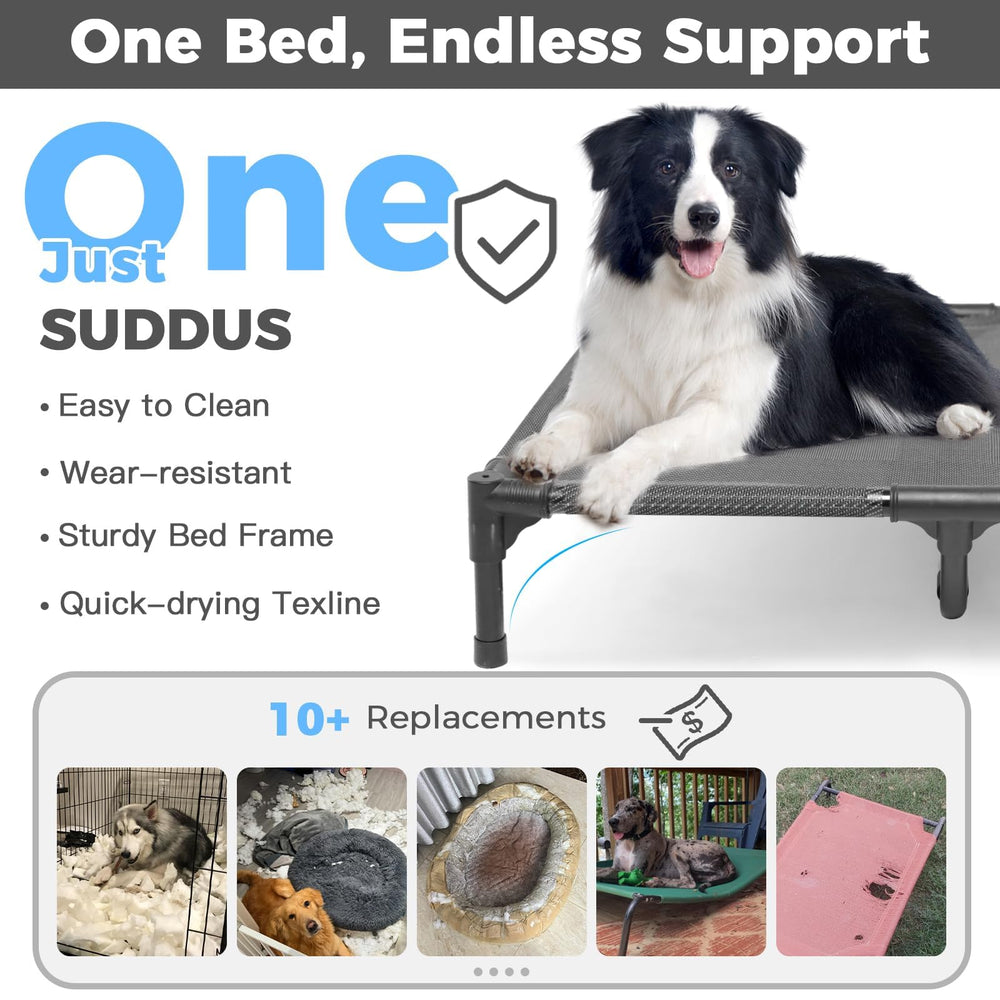 Suddus bed features dual steel bars for durable, stable support.
