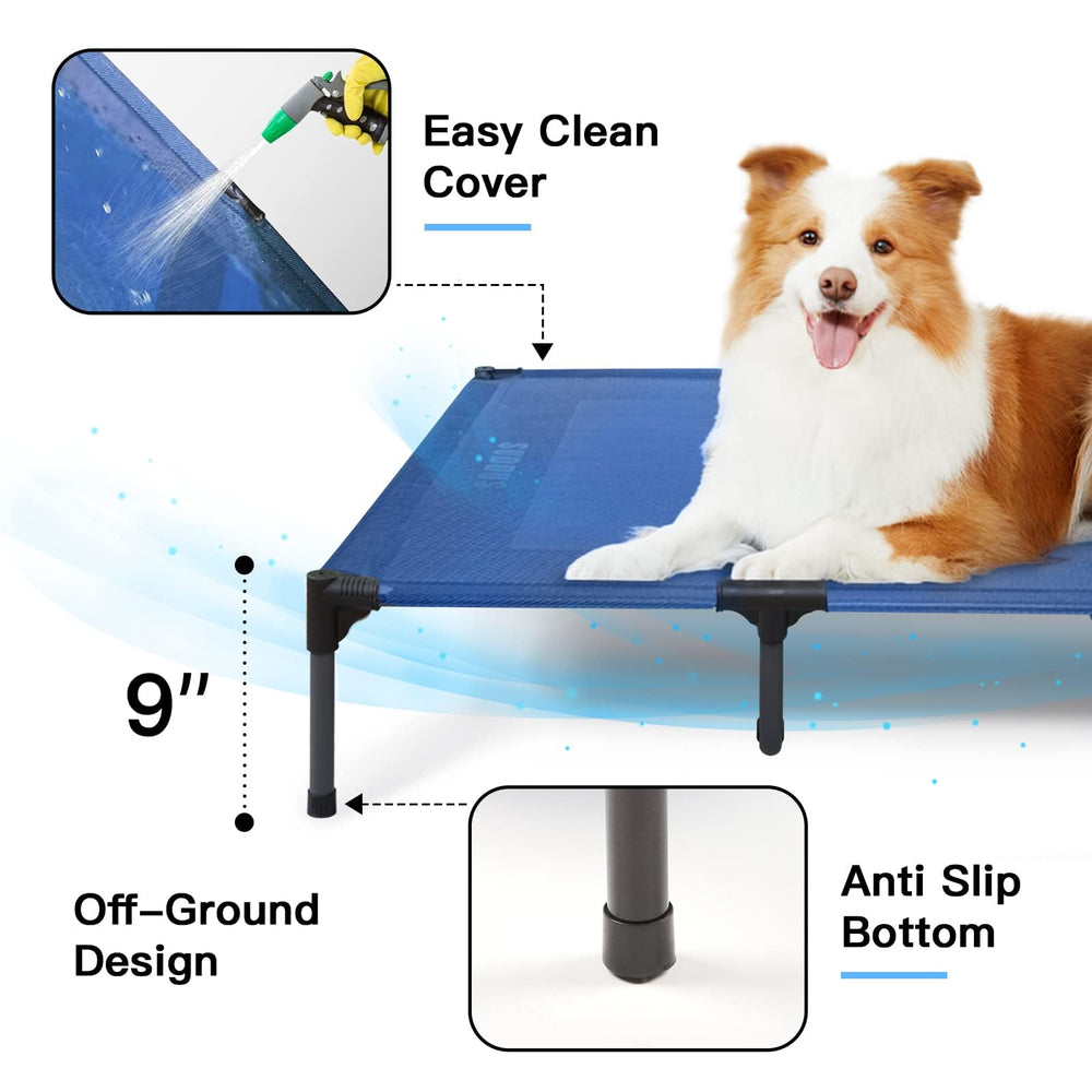 SUDDUS dog bed off the floor demonstrates cot-like support.
