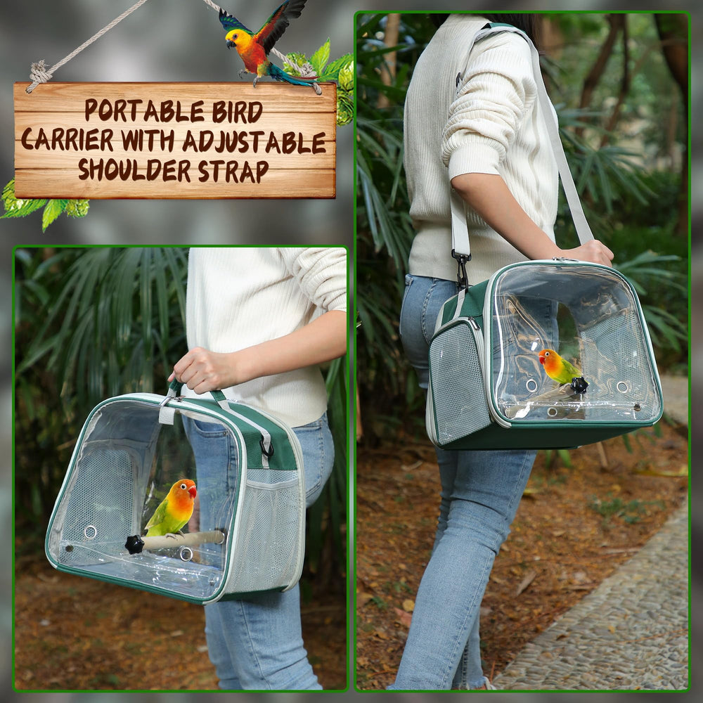Suertree compact cage measuring 12.6 by 11.6 by 11 inches for small parrots.
