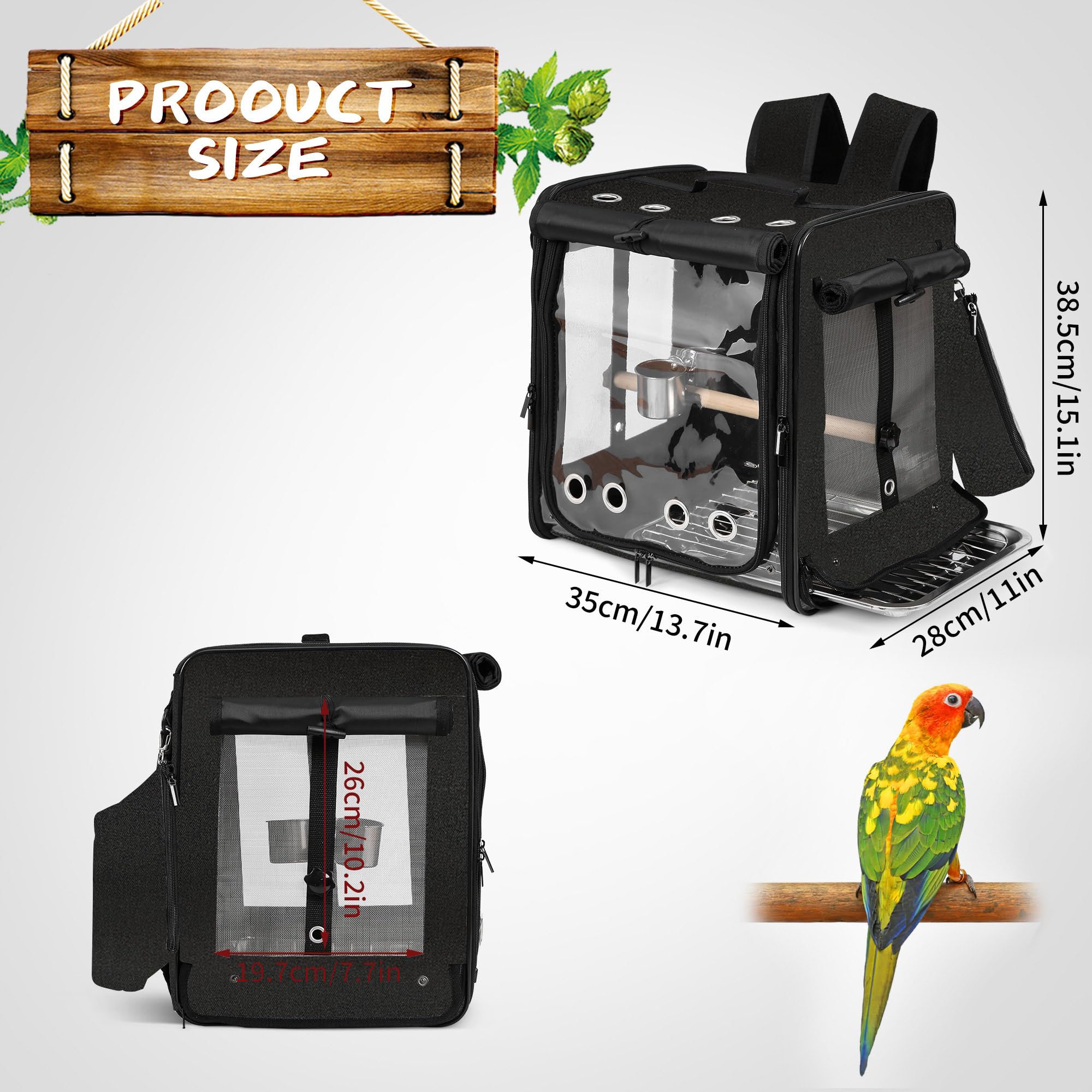Suertree travel cage size 13.7 x 11 x 15.1 inches.