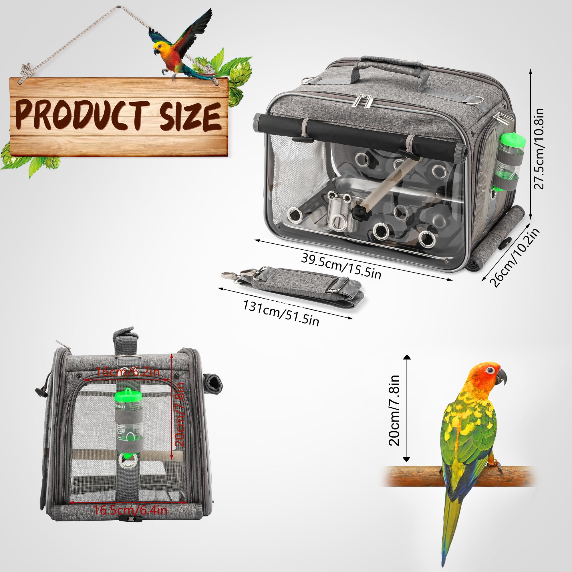 Transparent window on Suertree carrier to monitor your bird safely