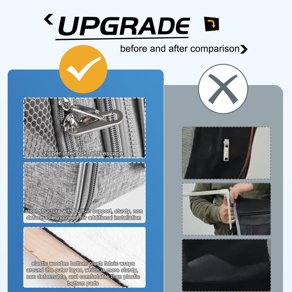 Suertree locking zipper closure prevents escapes during car travel.