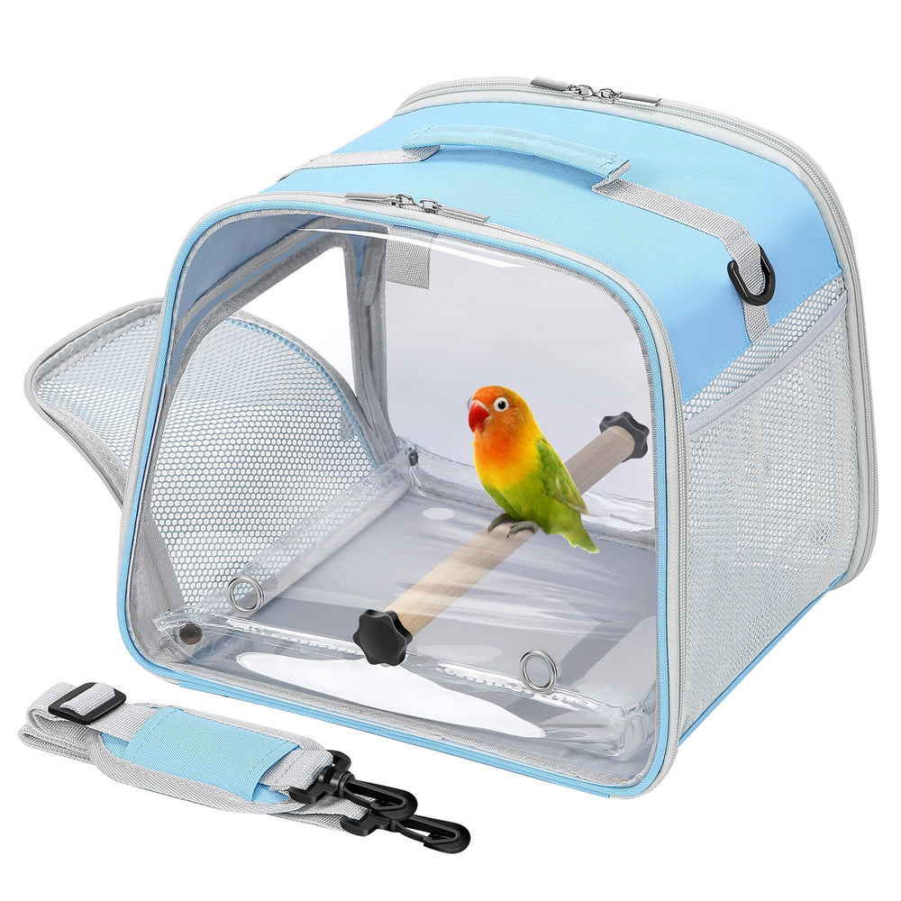 Suertree small bird carrier blue with large windows for quick viewing