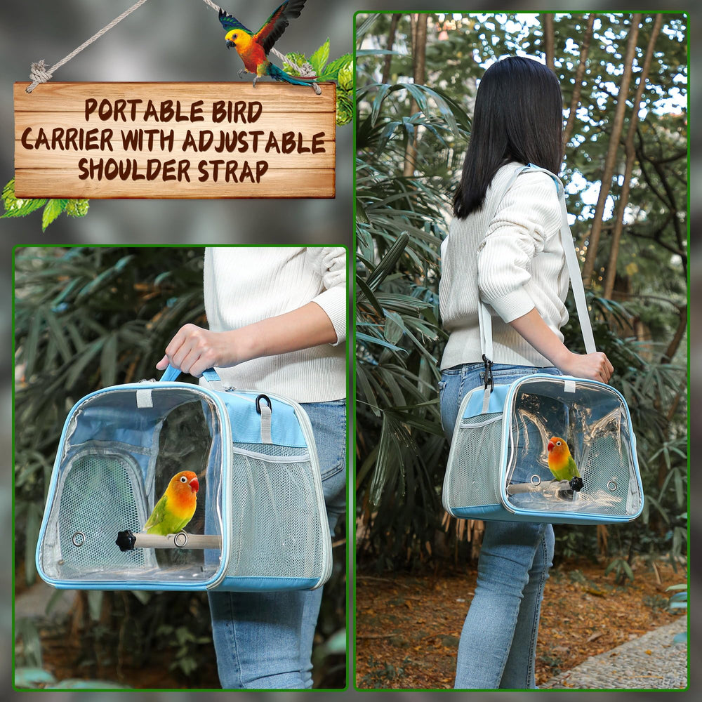 Suertree small bird carrier suitable for cockatiels, conures, quakers, and parakeets
