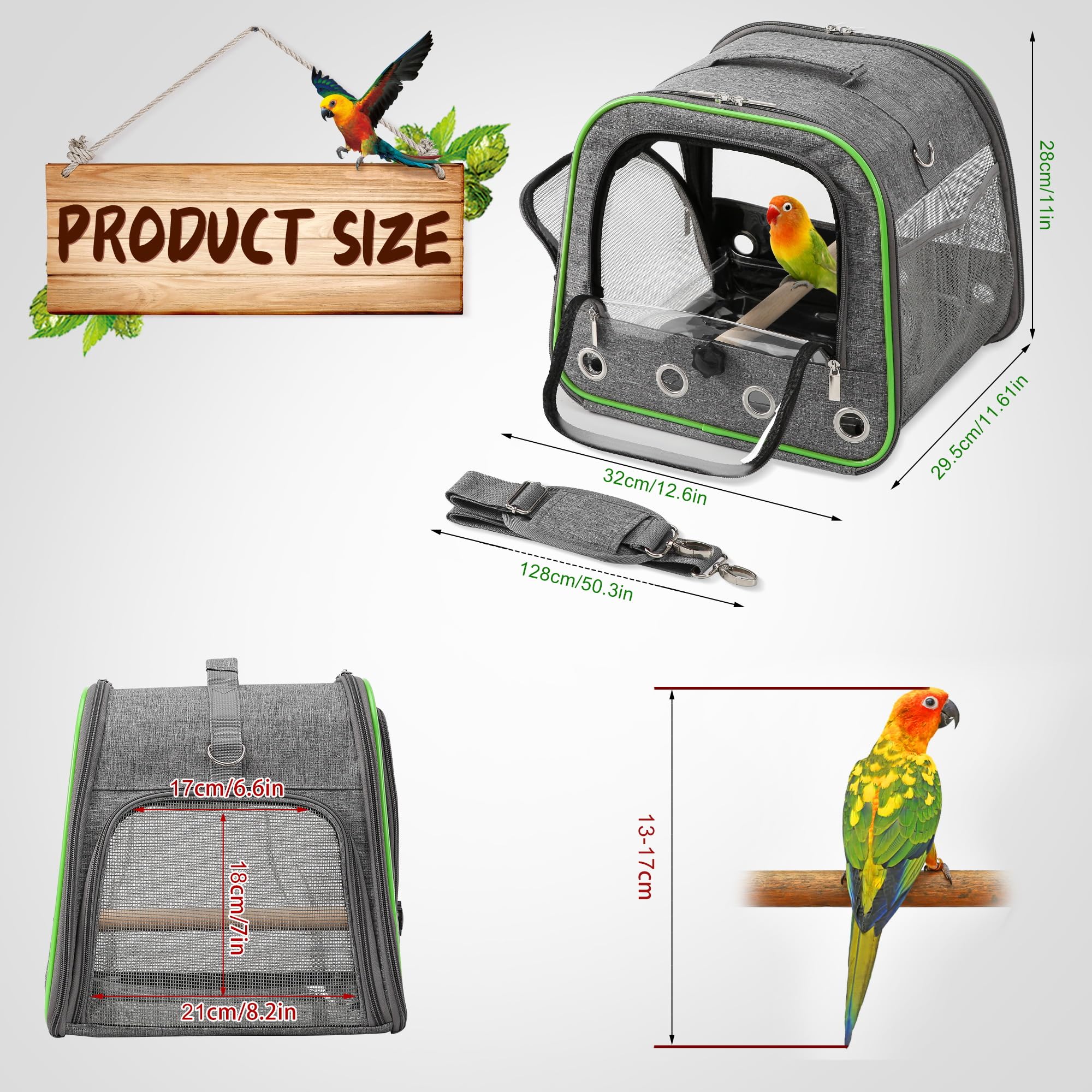 Suertree upgraded small bird carrier compact size suitable for cockatiels and parakeets