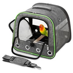 Suertree upgraded small bird carrier front view with clear windows for easy pet visibility