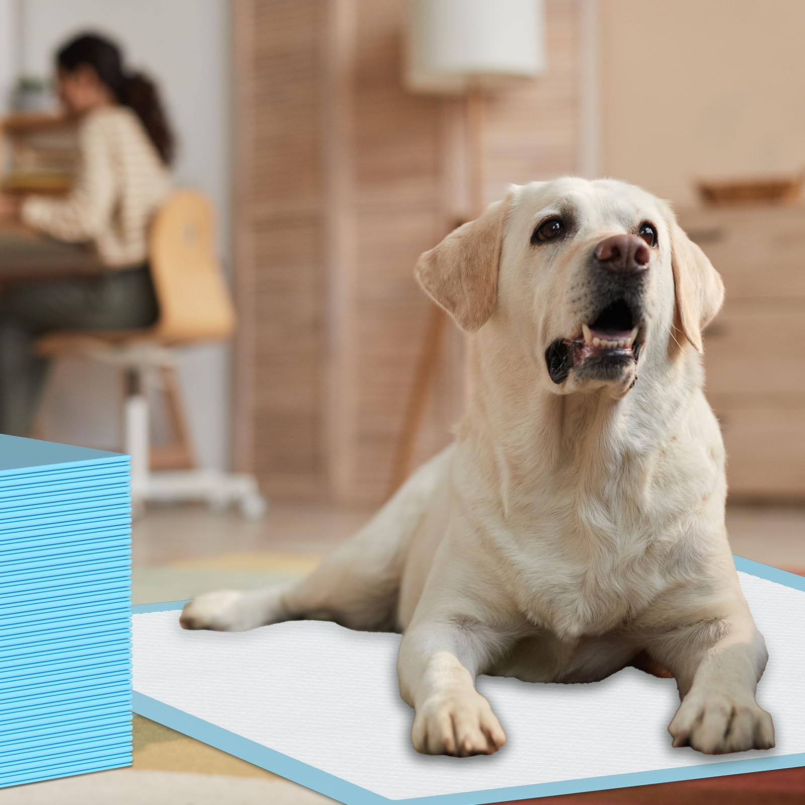 SUGUNING puppy pads quick-dry surface helps paws stay clean and dry.