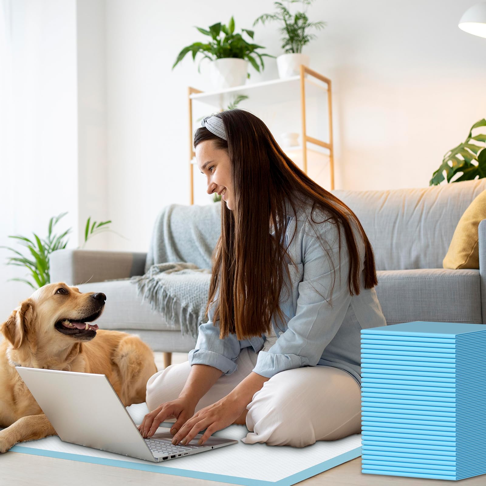 SUGUNING puppy pads tear-resistant film adds durability for daily use.