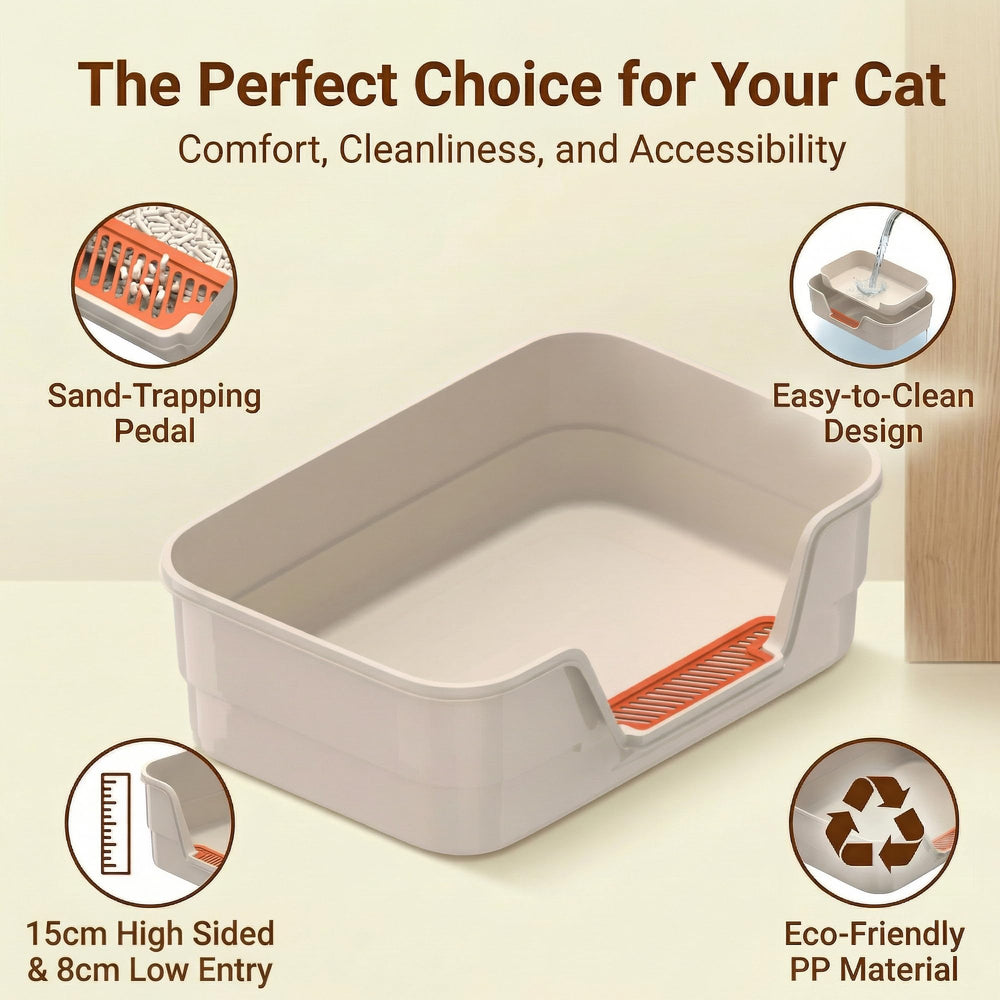 Suhaco Cat Litter Pan supports all life stages from kitten to senior.