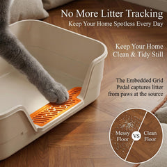 Suhaco low-entry litter box anti-splash pedal prevents litter scatter.