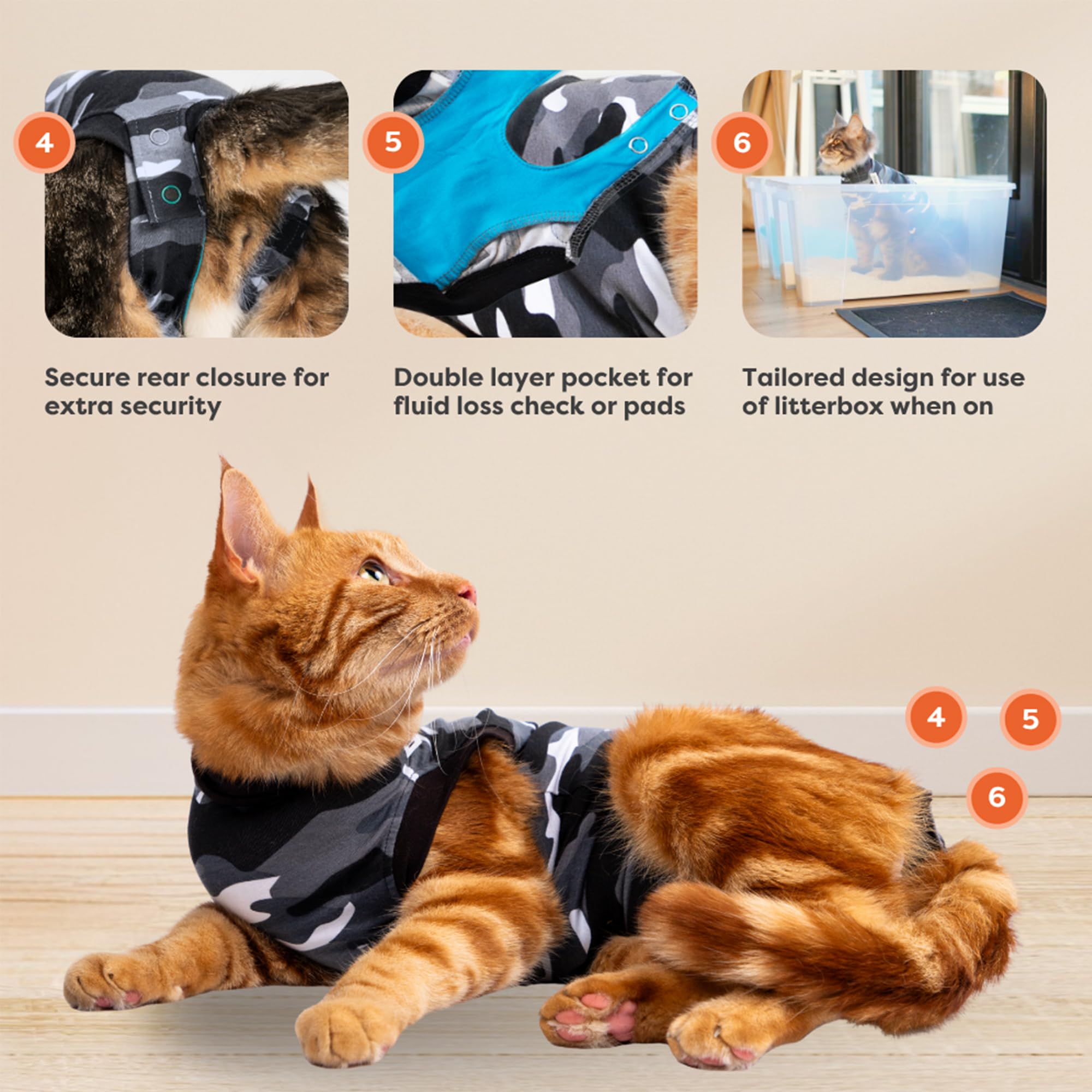 Suitical Recovery Suit Cat XX-Small back view demonstrates full coverage
