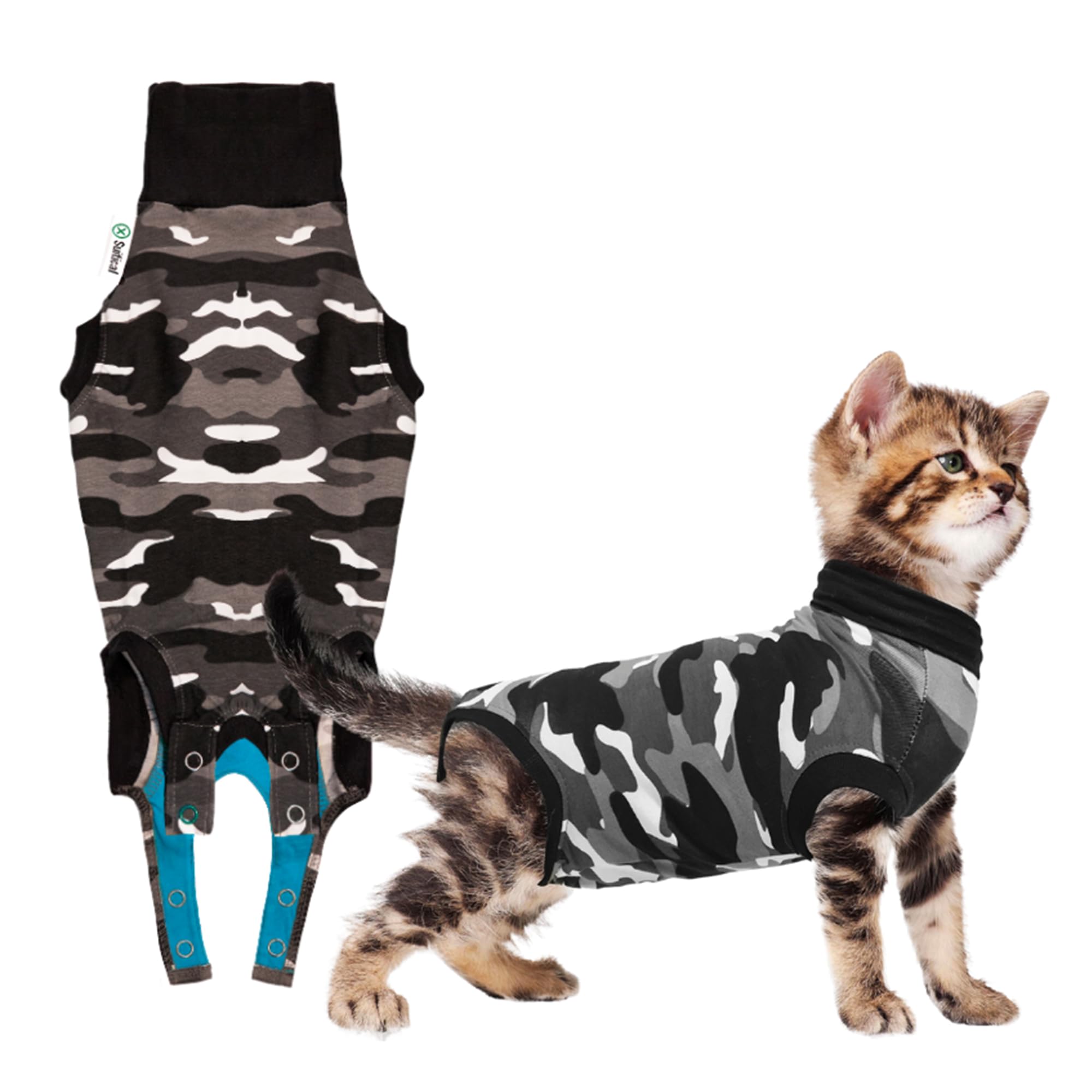 Suitical Recovery Suit Cat XX-Small front view protecting wounds