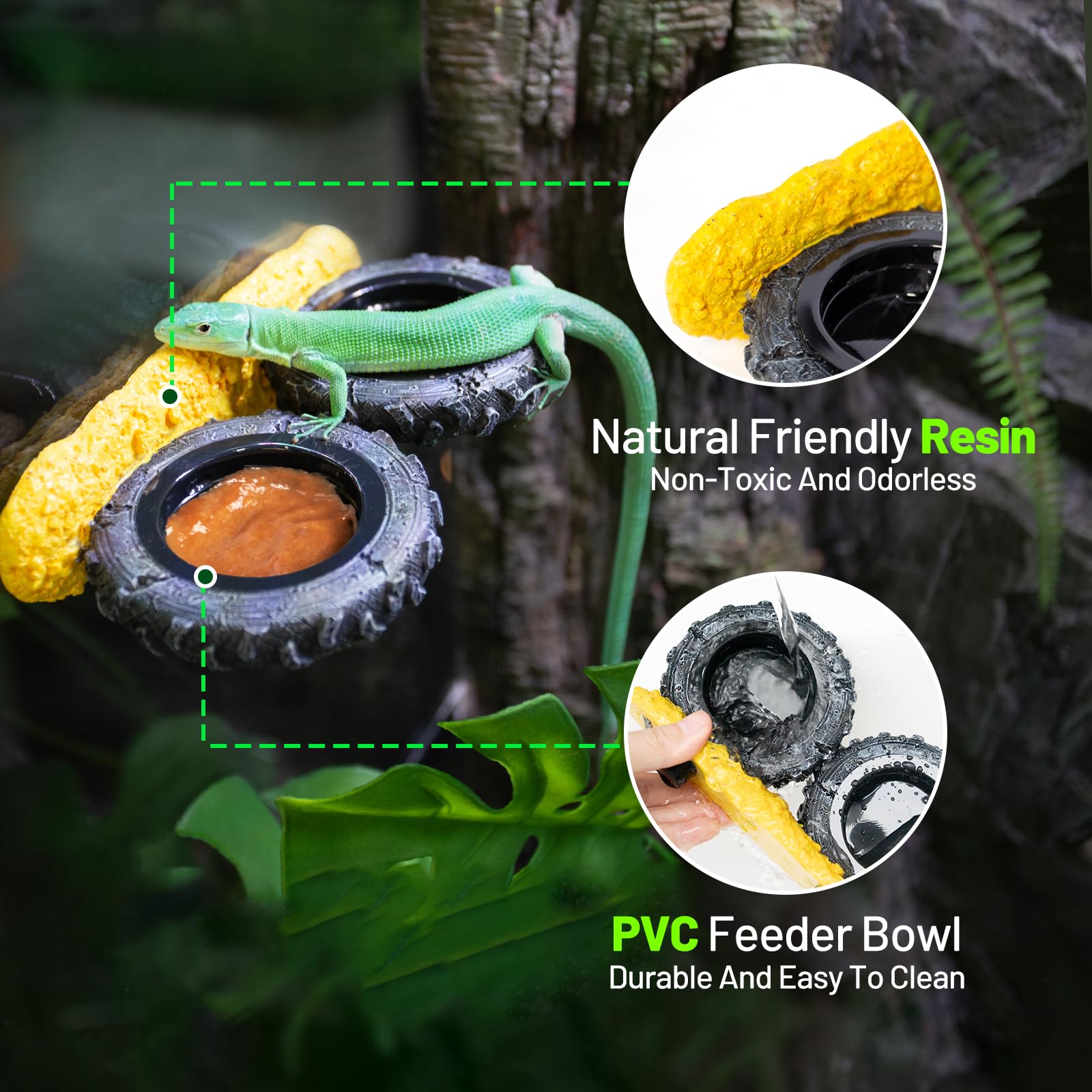 SUKEOPET Gecko Gecko Feeder Ledge in glass tank setup for spill-free feeding