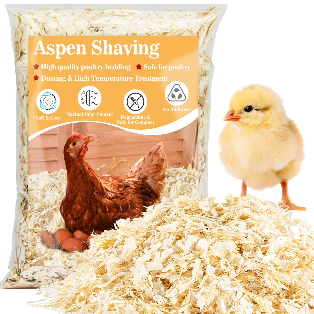 Sukh 31oz aspen chicken coop bedding pack for nesting and warmth.
