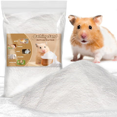 Sukh 47oz hamster sand bath bag shows easy storage and ready to use bath sand.