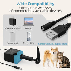 SUKIPAW SP-400LV installed in fountain—simple replacement for continuous, clean drinking water for pets.