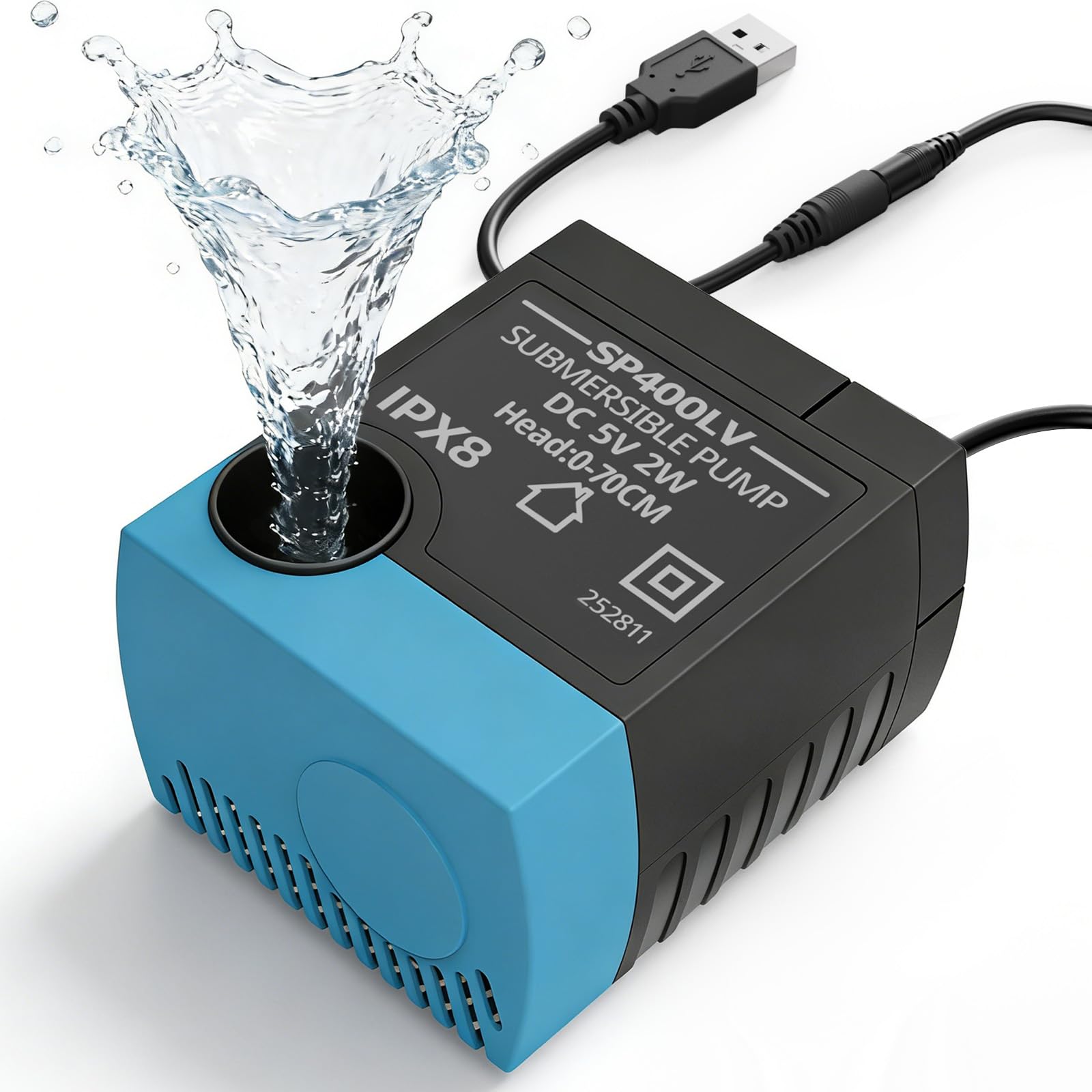 SUKIPAW SP-400LV submersible pump for pet fountains, silent operation and USB replacement compatibility
