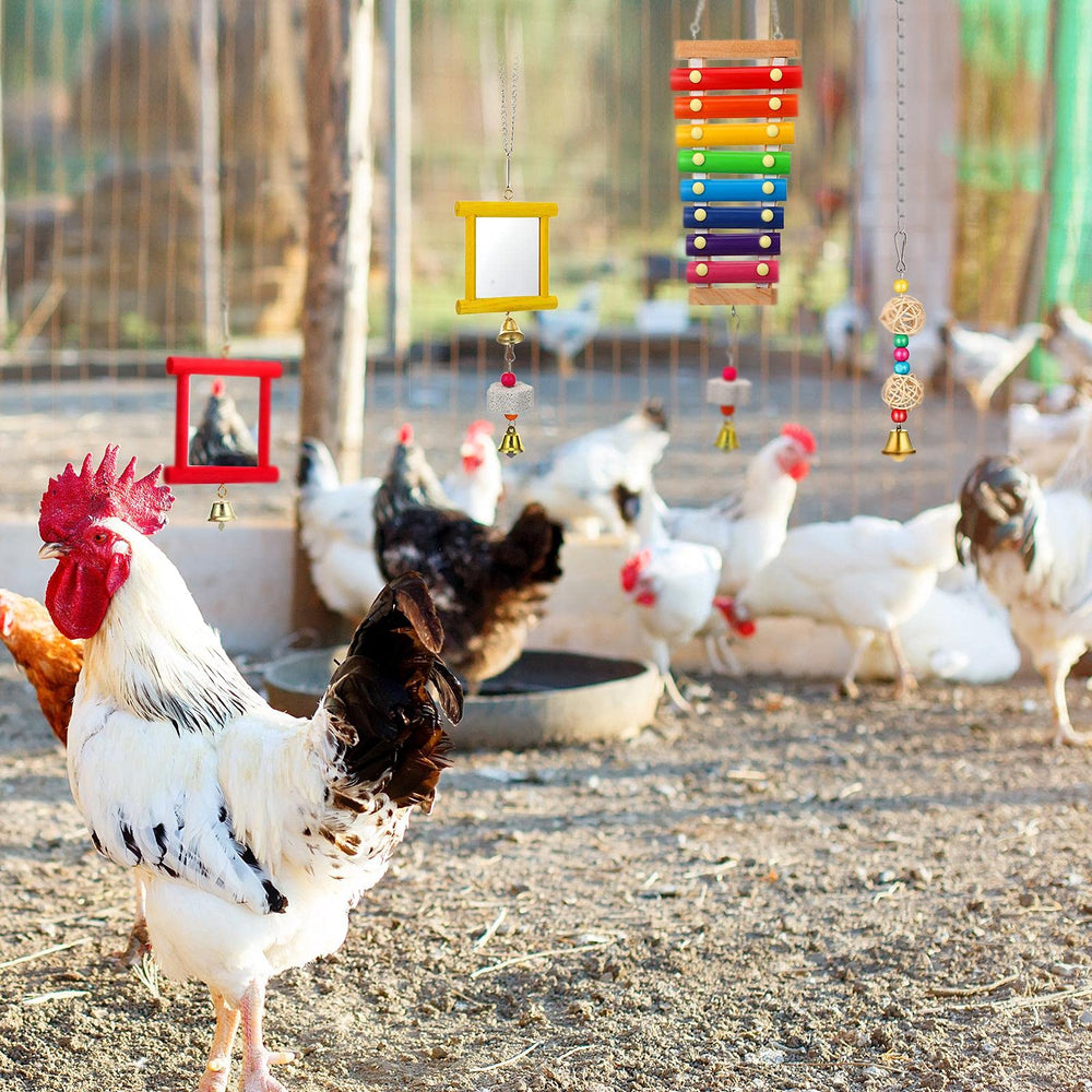 Sumind chicken coop toy set promotes engaging enrichment for feathered pets.