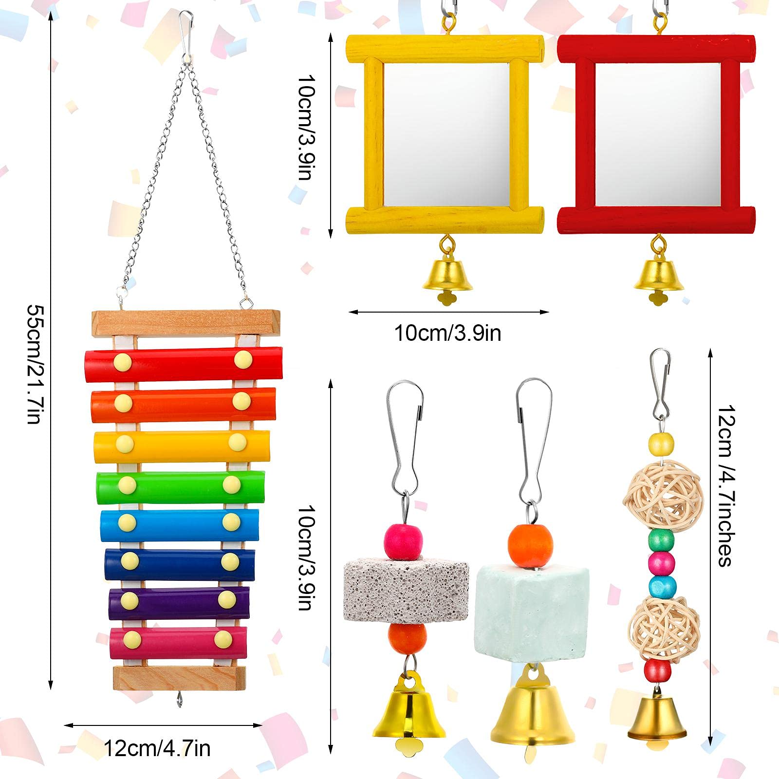 Sumind chicken mirror toy with bells encourages pecking curiosity in the coop.