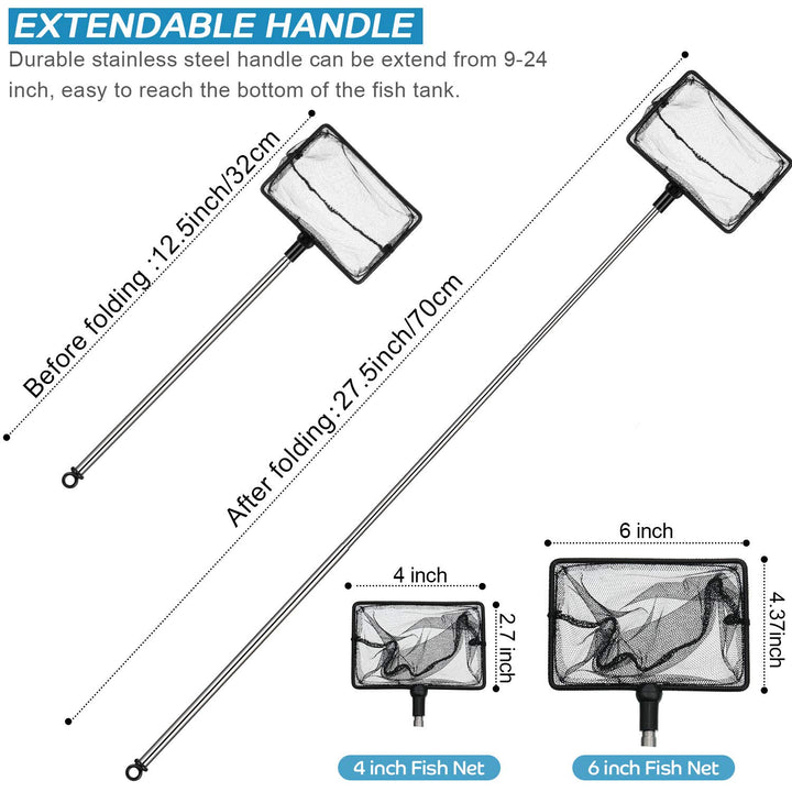 Sumind 6-inch fine-mesh fish tank net for larger fish up to four inches.